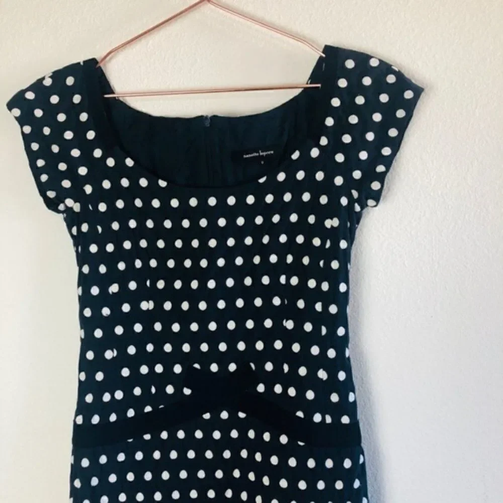 EUC Nanette Lepore Black Polka Dot Bodycon Dress 0
